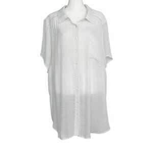 Torrid Lindsay Crochet Inset Short Sleeve Button Down Shirt (5X)